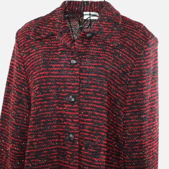 Alfred Dunner Red Black Blazer with Gold Specks Button Front Jacket USA Sz 14 - Picture 5 of 8